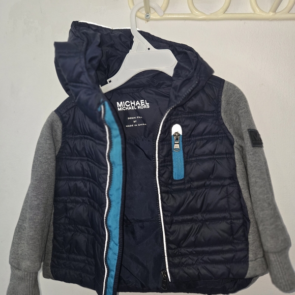 Michael Kors Navy and Gray Puffer Jacket - Picture 1 of 3